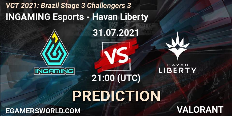 Prognoza INGAMING Esports - Havan Liberty. 31.07.2021 at 21:00, VALORANT, VCT 2021: Brazil Stage 3 Challengers 3