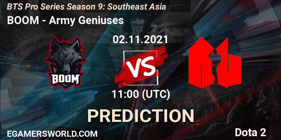 Prognoza BOOM - Army Geniuses. 02.11.21, Dota 2, BTS Pro Series Season 9: Southeast Asia