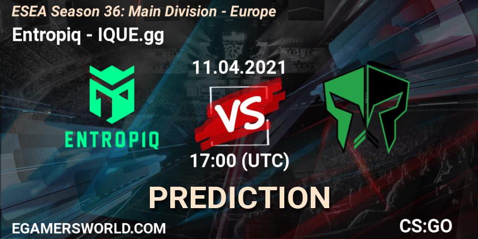 Prognoza Entropiq - IQUE.gg. 11.04.2021 at 17:00, Counter-Strike (CS2), ESEA Season 36: Main Division - Europe