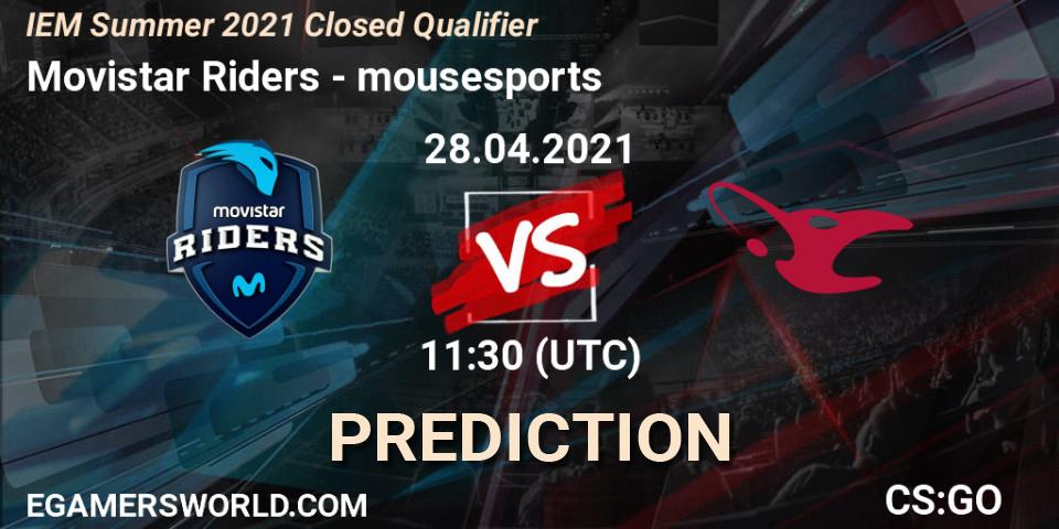 Prognoza Movistar Riders - mousesports. 28.04.2021 at 11:30, Counter-Strike (CS2), IEM Summer 2021 Closed Qualifier