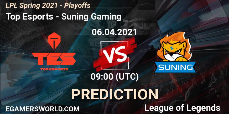 Prognoza Top Esports - Suning Gaming. 06.04.2021 at 09:00, LoL, LPL Spring 2021 - Playoffs