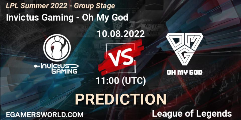 Prognoza Invictus Gaming - Oh My God. 10.08.22, LoL, LPL Summer 2022 - Group Stage