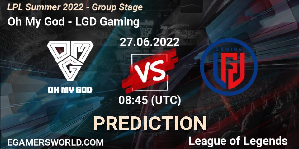 Prognoza Oh My God - LGD Gaming. 27.06.2022 at 09:00, LoL, LPL Summer 2022 - Group Stage