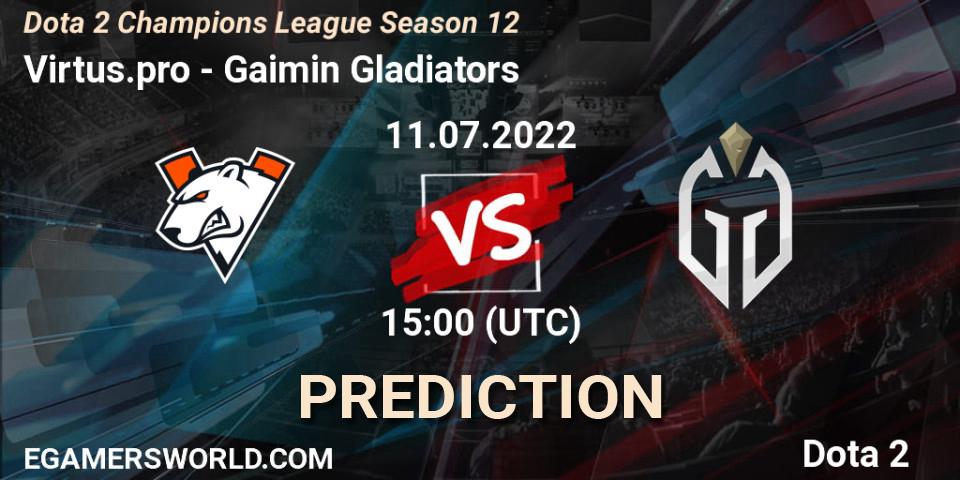 Prognoza Virtus.pro - Gaimin Gladiators. 11.07.2022 at 12:48, Dota 2, Dota 2 Champions League Season 12