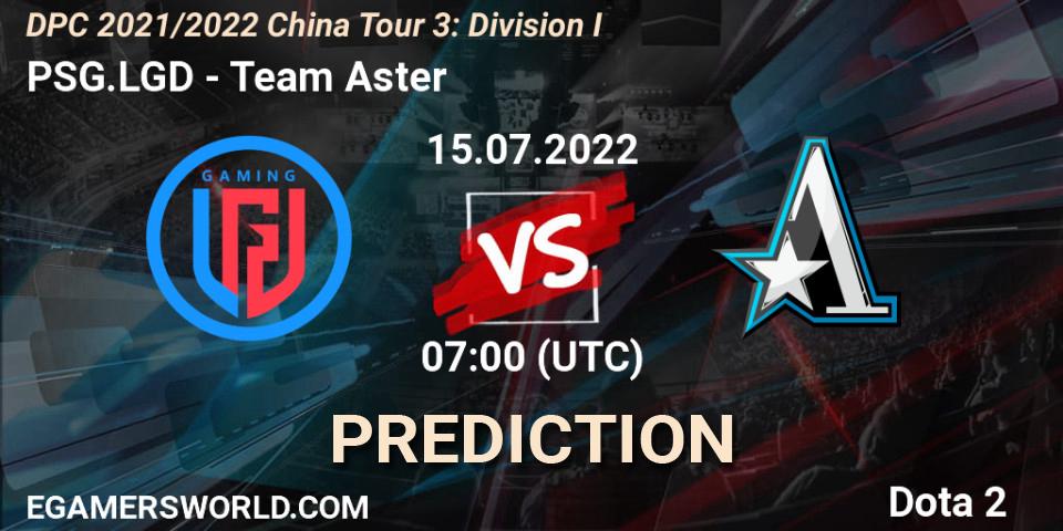 Prognoza PSG.LGD - Team Aster. 15.07.22, Dota 2, DPC 2021/2022 China Tour 3: Division I
