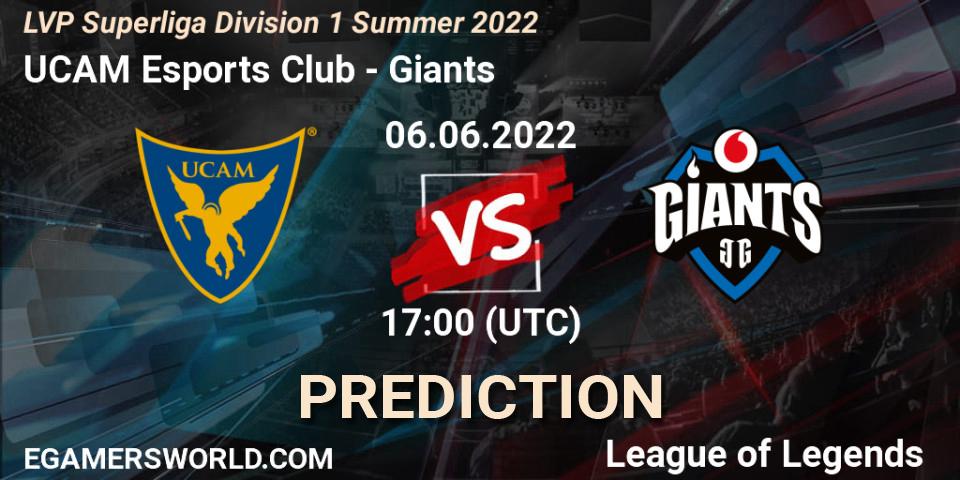 Prognoza UCAM Esports Club - Giants. 06.06.2022 at 17:00, LoL, LVP Superliga Division 1 Summer 2022