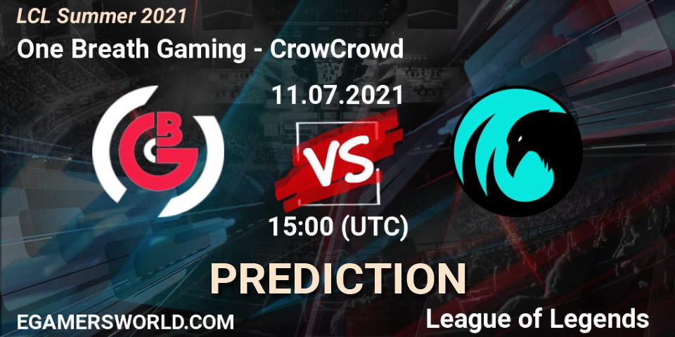 Prognoza One Breath Gaming - CrowCrowd. 11.07.2021 at 15:00, LoL, LCL Summer 2021