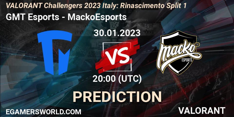 Prognoza GMT Esports - MackoEsports. 30.01.23, VALORANT, VALORANT Challengers 2023 Italy: Rinascimento Split 1
