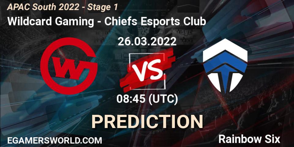 Prognoza Wildcard Gaming - Chiefs Esports Club. 26.03.2022 at 08:45, Rainbow Six, APAC South 2022 - Stage 1