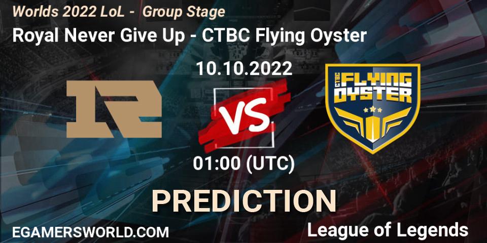 Prognoza Royal Never Give Up - CTBC Flying Oyster. 10.10.2022 at 01:00, LoL, Worlds 2022 LoL - Group Stage