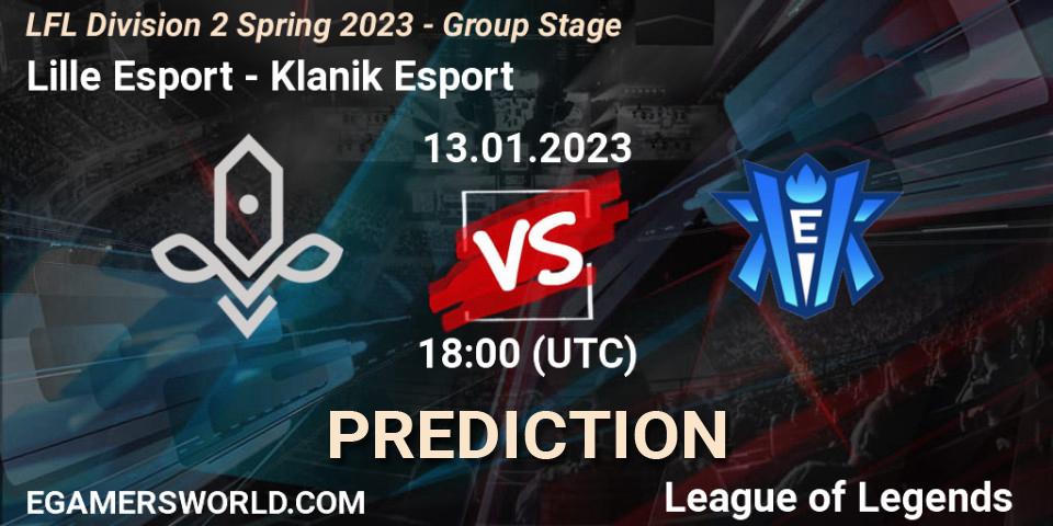 Prognoza Lille Esport - Klanik Esport. 13.01.2023 at 18:00, LoL, LFL Division 2 Spring 2023 - Group Stage
