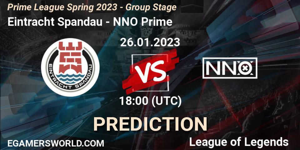 Prognoza Eintracht Spandau - NNO Prime. 26.01.2023 at 19:00, LoL, Prime League Spring 2023 - Group Stage