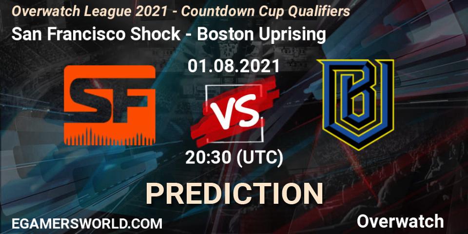 Prognoza San Francisco Shock - Boston Uprising. 01.08.2021 at 20:30, Overwatch, Overwatch League 2021 - Countdown Cup Qualifiers