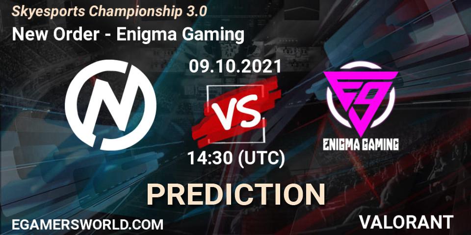 Prognoza New Order - Enigma Gaming. 09.10.2021 at 14:30, VALORANT, Skyesports Championship 3.0