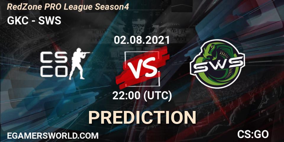 Prognoza GKC - SWS. 02.08.2021 at 22:00, Counter-Strike (CS2), RedZone PRO League Season 4