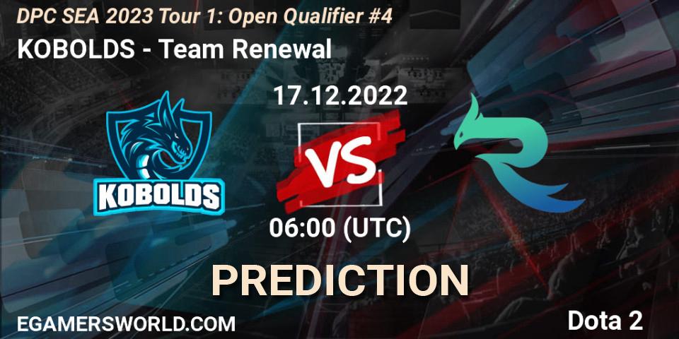 Prognoza KOBOLDS - Team Renewal. 17.12.2022 at 06:00, Dota 2, DPC SEA 2023 Tour 1: Open Qualifier #4