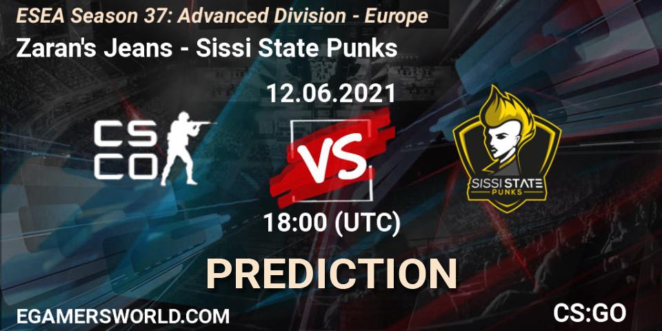 Prognoza Zaran's Jeans - Sissi State Punks. 12.06.2021 at 18:00, Counter-Strike (CS2), ESEA Season 37: Advanced Division - Europe