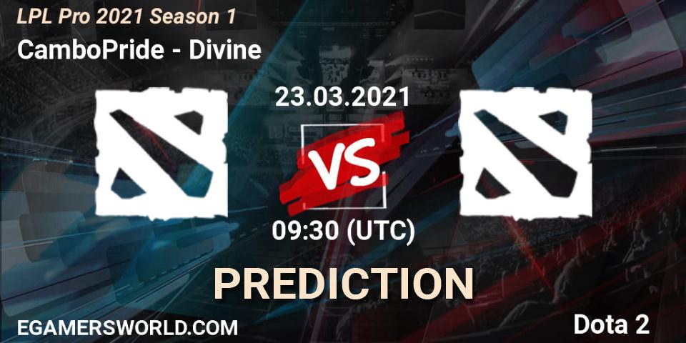 Prognoza CamboPride - Divine. 23.03.2021 at 09:31, Dota 2, LPL Pro 2021 Season 1