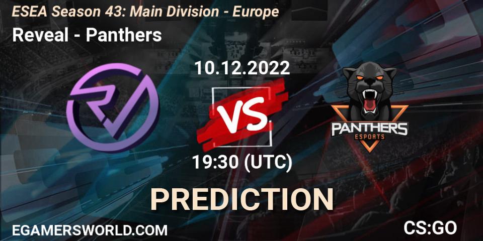 Prognoza Reveal - Panthers. 10.12.2022 at 19:00, Counter-Strike (CS2), ESEA Season 43: Main Division - Europe