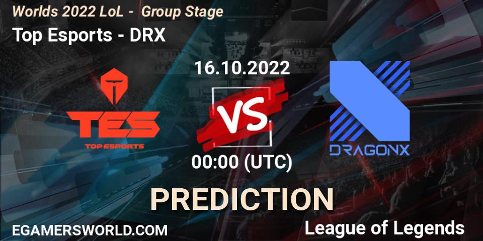 Prognoza Top Esports - DRX. 16.10.2022 at 00:00, LoL, Worlds 2022 LoL - Group Stage