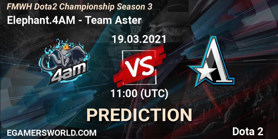 Prognoza Elephant.4AM - Team Aster. 19.03.2021 at 11:36, Dota 2, FMWH Dota2 Championship Season 3