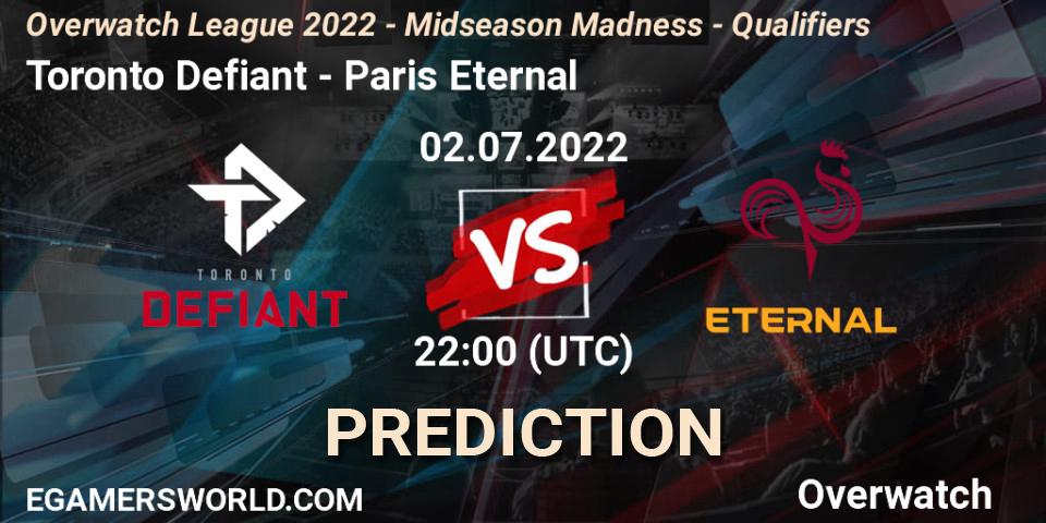 Prognoza Toronto Defiant - Paris Eternal. 02.07.2022 at 22:00, Overwatch, Overwatch League 2022 - Midseason Madness - Qualifiers