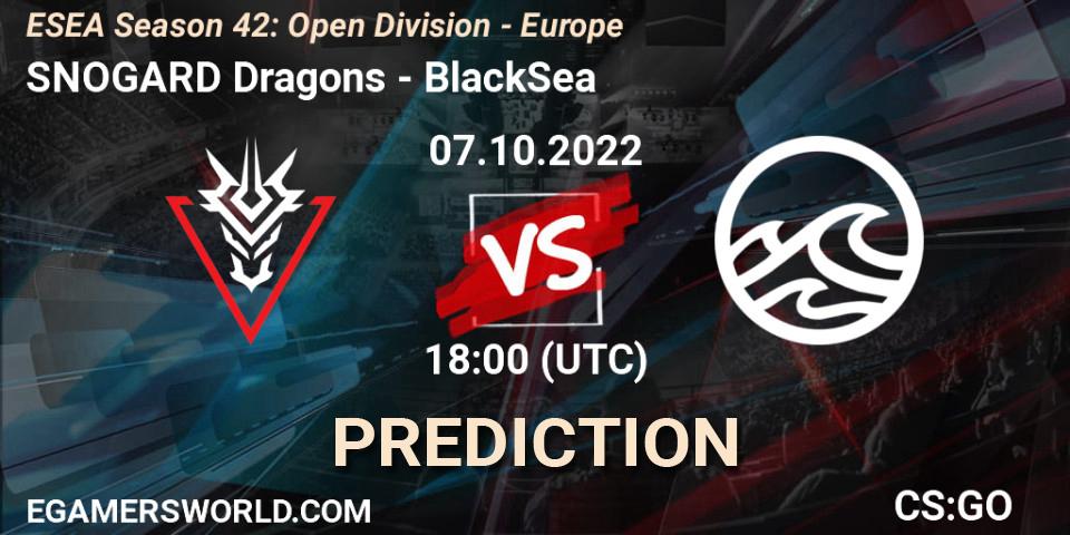 Prognoza SNOGARD Dragons - BlackSea. 07.10.2022 at 18:00, Counter-Strike (CS2), ESEA Season 42: Open Division - Europe