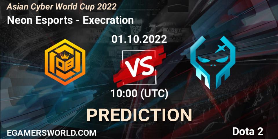 Prognoza Neon Esports - Execration. 01.10.2022 at 10:01, Dota 2, Asian Cyber World Cup 2022