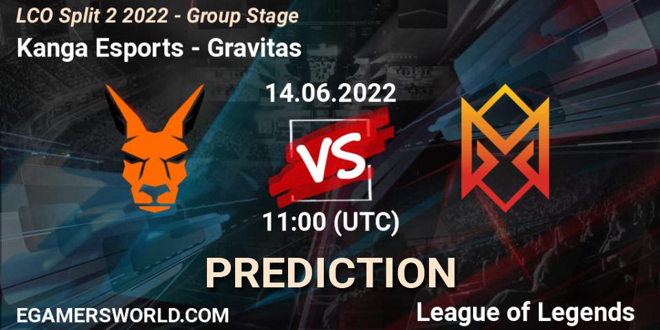 Prognoza Kanga Esports - Gravitas. 14.06.2022 at 11:00, LoL, LCO Split 2 2022 - Group Stage
