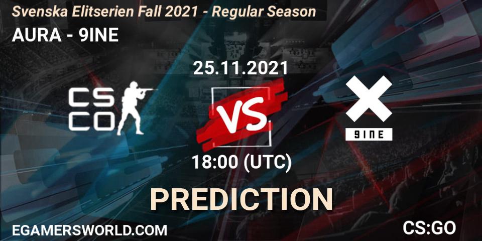 Prognoza AURA - 9INE. 25.11.21, CS2 (CS:GO), Svenska Elitserien Fall 2021 - Regular Season
