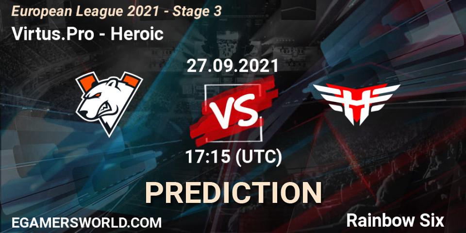 Prognoza Virtus.Pro - Heroic. 27.09.21, Rainbow Six, European League 2021 - Stage 3