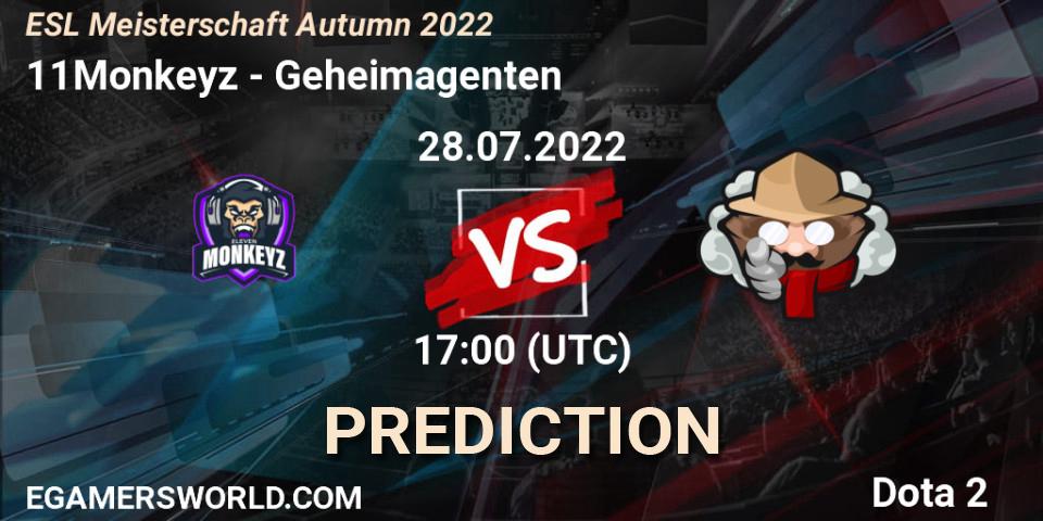 Prognoza 11Monkeyz - Geheimagenten. 28.07.2022 at 17:14, Dota 2, ESL Meisterschaft Autumn 2022