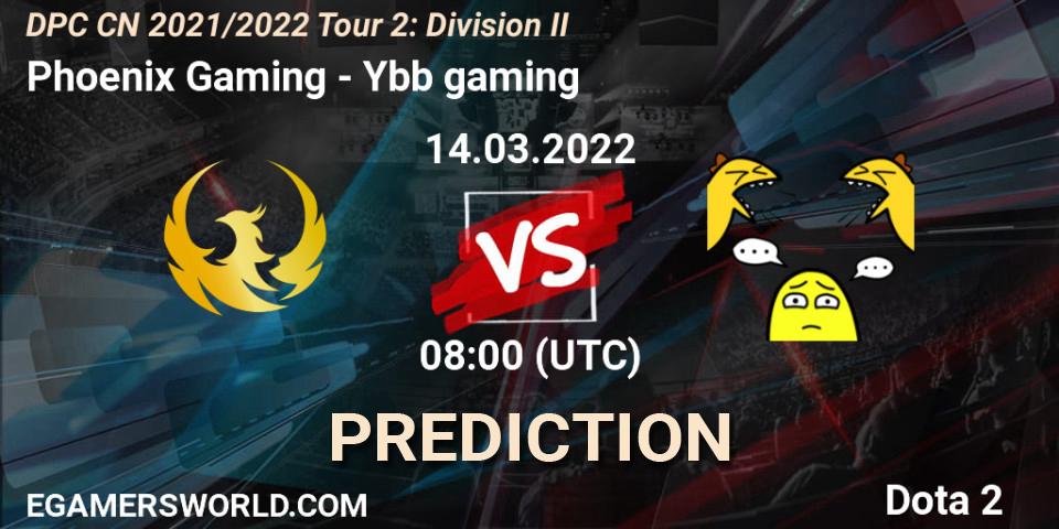 Prognoza Phoenix Gaming - Ybb gaming. 14.03.2022 at 07:17, Dota 2, DPC 2021/2022 Tour 2: CN Division II (Lower)