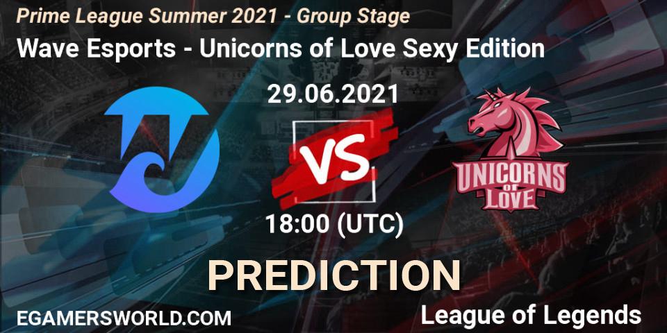 Prognoza Wave Esports - Unicorns of Love Sexy Edition. 29.06.2021 at 18:00, LoL, Prime League Summer 2021 - Group Stage