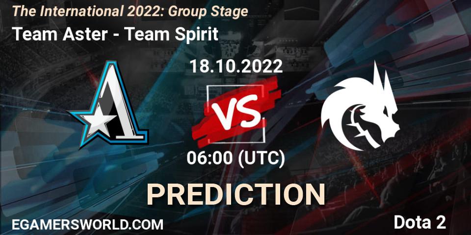 Prognoza Team Aster - Team Spirit. 18.10.2022 at 06:40, Dota 2, The International 2022: Group Stage