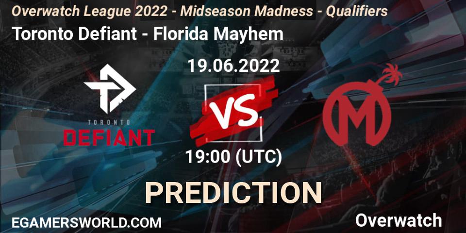 Prognoza Toronto Defiant - Florida Mayhem. 19.06.2022 at 19:00, Overwatch, Overwatch League 2022 - Midseason Madness - Qualifiers