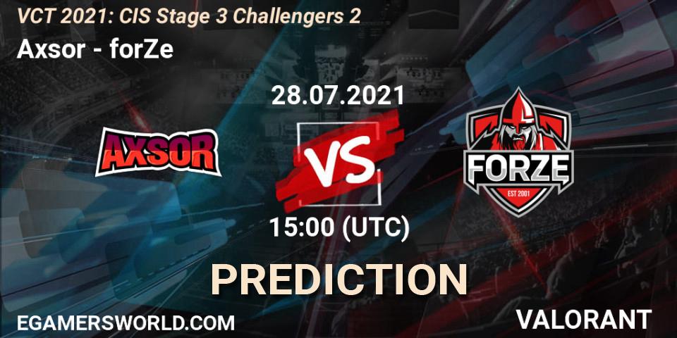 Prognoza Axsor - forZe. 28.07.2021 at 15:00, VALORANT, VCT 2021: CIS Stage 3 Challengers 2