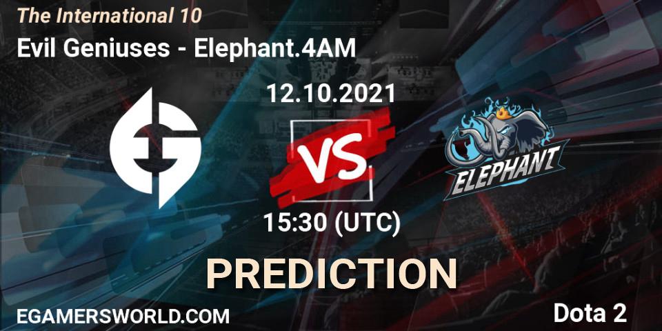 Prognoza Evil Geniuses - Elephant.4AM. 12.10.2021 at 19:42, Dota 2, The Internationa 2021