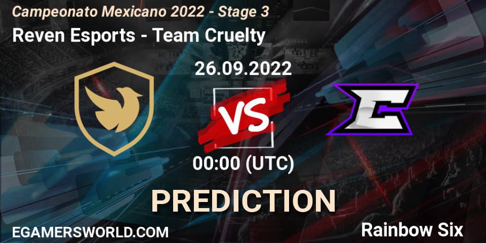 Prognoza Reven Esports - Team Cruelty. 26.09.2022 at 00:00, Rainbow Six, Campeonato Mexicano 2022 - Stage 3