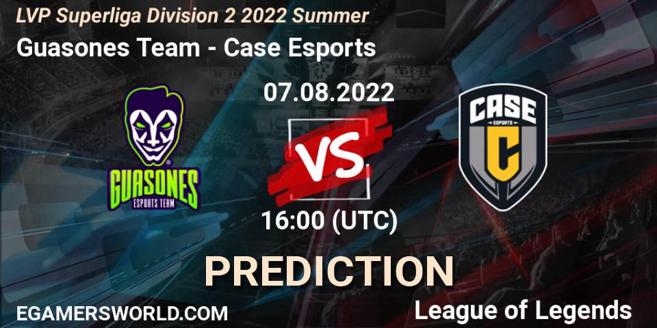 Prognoza Guasones Team - Case Esports. 07.08.2022 at 16:00, LoL, LVP Superliga Division 2 Summer 2022