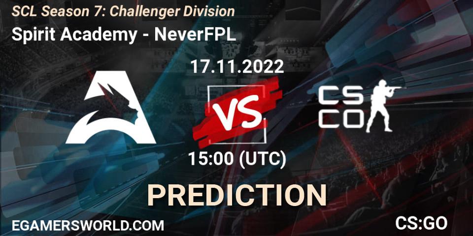 Prognoza Spirit Academy - NeverFPL. 17.11.2022 at 12:00, Counter-Strike (CS2), SCL Season 7: Challenger Division