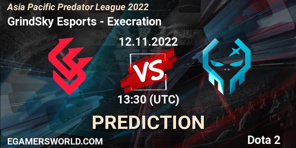 Prognoza GrindSky Esports - Execration. 12.11.2022 at 13:43, Dota 2, Asia Pacific Predator League 2022