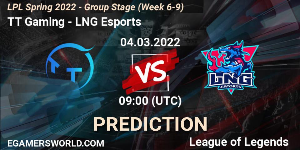 Prognoza TT Gaming - LNG Esports. 04.03.2022 at 09:30, LoL, LPL Spring 2022 - Group Stage (Week 6-9)