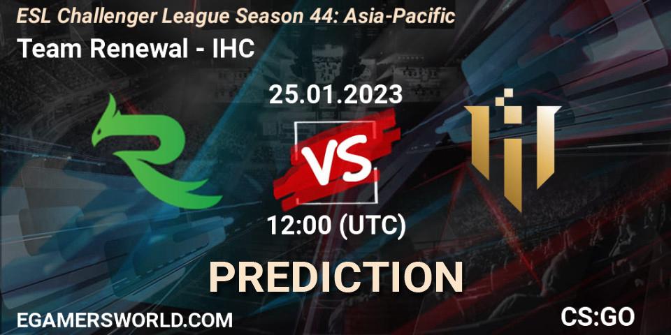 Prognoza Team Renewal - IHC. 25.01.23, CS2 (CS:GO), ESL Challenger League Season 44: Asia-Pacific