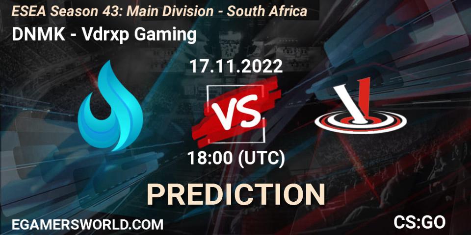 Prognoza DNMK - Vdrxp Gaming. 23.11.22, CS2 (CS:GO), ESEA Season 43: Main Division - South Africa