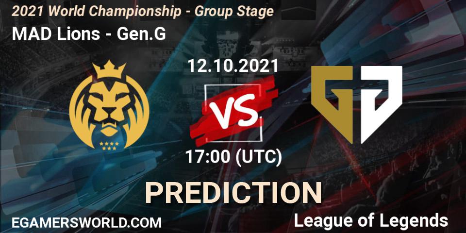 Prognoza MAD Lions - Gen.G. 12.10.2021 at 17:00, LoL, 2021 World Championship - Group Stage