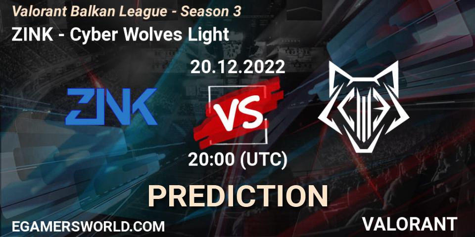 Prognoza ZINK - Cyber Wolves Light. 20.12.22, VALORANT, Valorant Balkan League - Season 3
