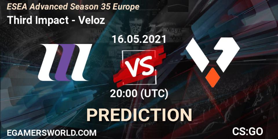 Prognoza Third Impact - Veloz. 16.05.2021 at 20:00, Counter-Strike (CS2), ESEA Advanced Season 35 Europe