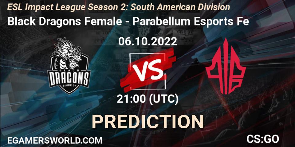 Prognoza Black Dragons Female - Parabellum Esports Fe. 06.10.22, CS2 (CS:GO), ESL Impact League Season 2: South American Division