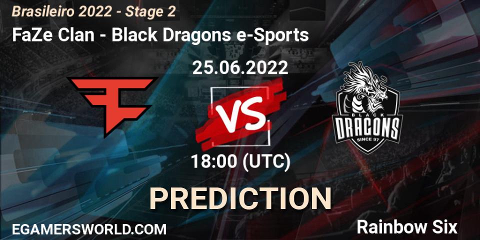 Prognoza FaZe Clan - Black Dragons e-Sports. 25.06.2022 at 18:00, Rainbow Six, Brasileirão 2022 - Stage 2